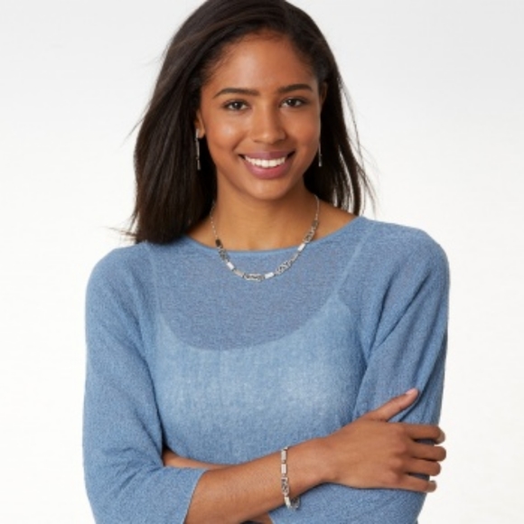 Brighton "Meridian Zenith" Textured Silver Necklace w/ Swarovski Crystal Details - Picture 6 of 10